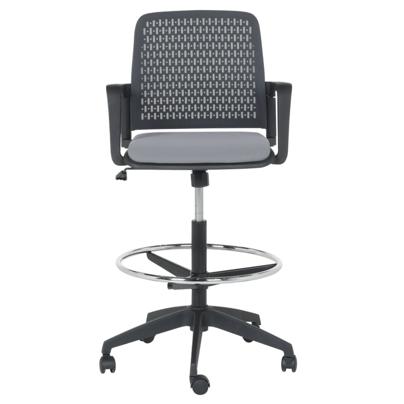 Висок работен стол Carmen 7556 черна рамка-сив